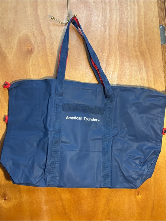American Tourister Handbags - American Tourister Navy Duffel Tote with Red Trim
